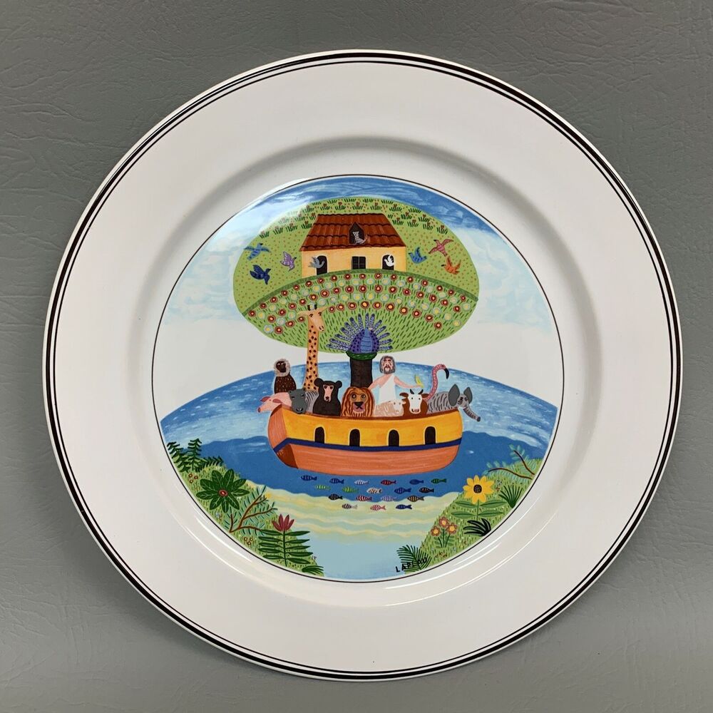 Villeroy &‎ Boch Design Naif Laplau Charger Plate Noahs Ark Animals Boat 12 3/8"
